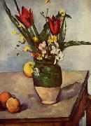 Stilleben, Tulpen und apfel Paul Cezanne